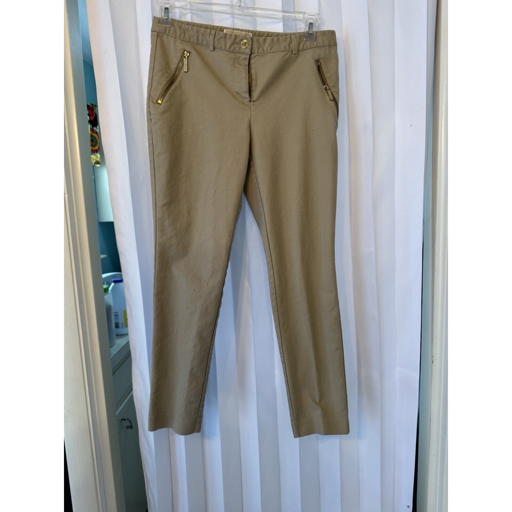 Michael Kors Pants Womens 12 Khaki Zipper Pockets Straight Dress Slacks Business